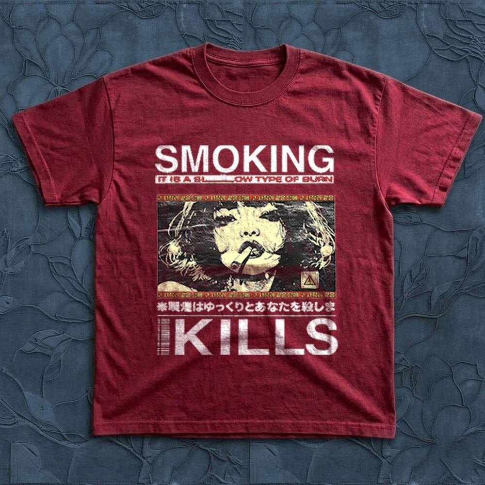 Gildan Smoking Kills Anime Aesthetic  T-Shirt